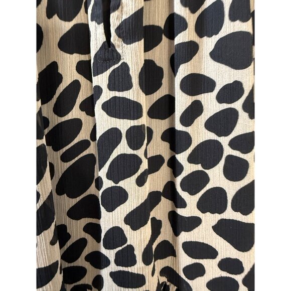 Loft Womens Black & Tan Leopard Print Tiered Top Button Front 3/4 Sleeves Size S - Picture 5 of 12